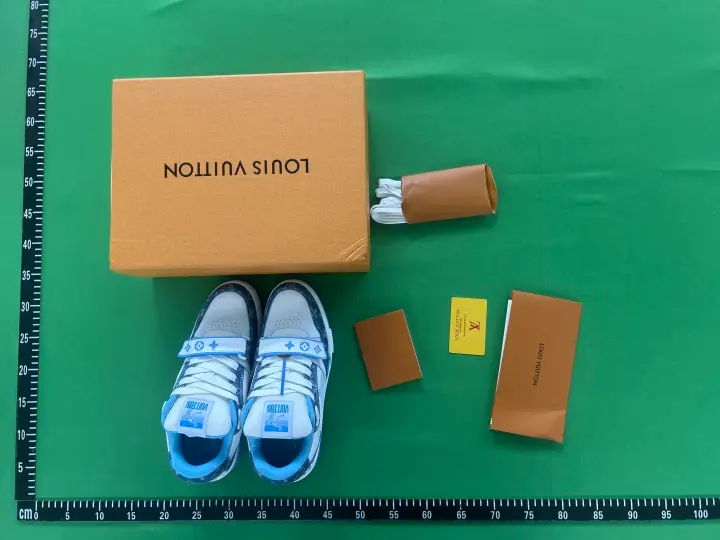 LV Trainer Velcro Strap Monogram Denim Black White QC photo 2